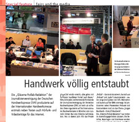 Auszug aus Messe-Fachzeitschrift m+a report